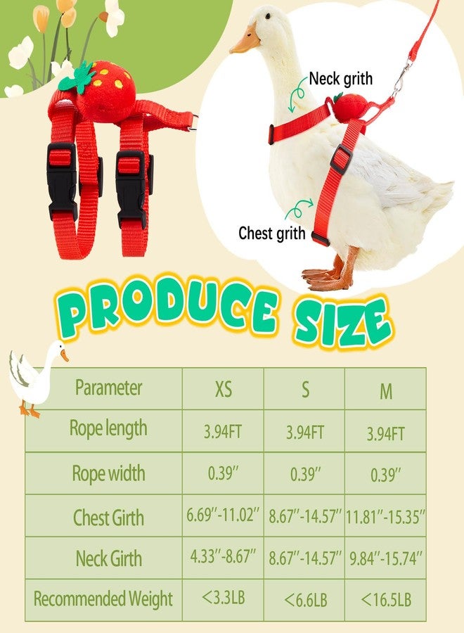 طقم حزام ومقود SilTriangle للبط الحقيقي، حبل مشي قابل للتعديل، حبل جر خارجي بنمط لطيف للحيوانات الأليفة، مناسب للدجاج والأرانب والحيوانات الصغيرة (مقاس صغير جدًا، فراولة). - Image 2